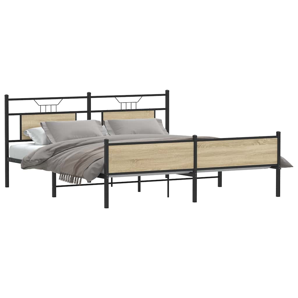 Giroletto senza Materaso in Metallo Rovere Sonoma 160x200 cm | homemem39