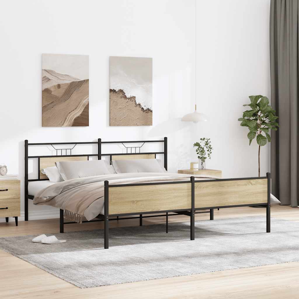 Giroletto senza Materaso in Metallo Rovere Sonoma 160x200 cm