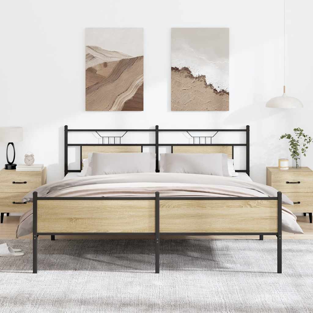 Giroletto senza Materaso in Metallo Rovere Sonoma 160x200 cm