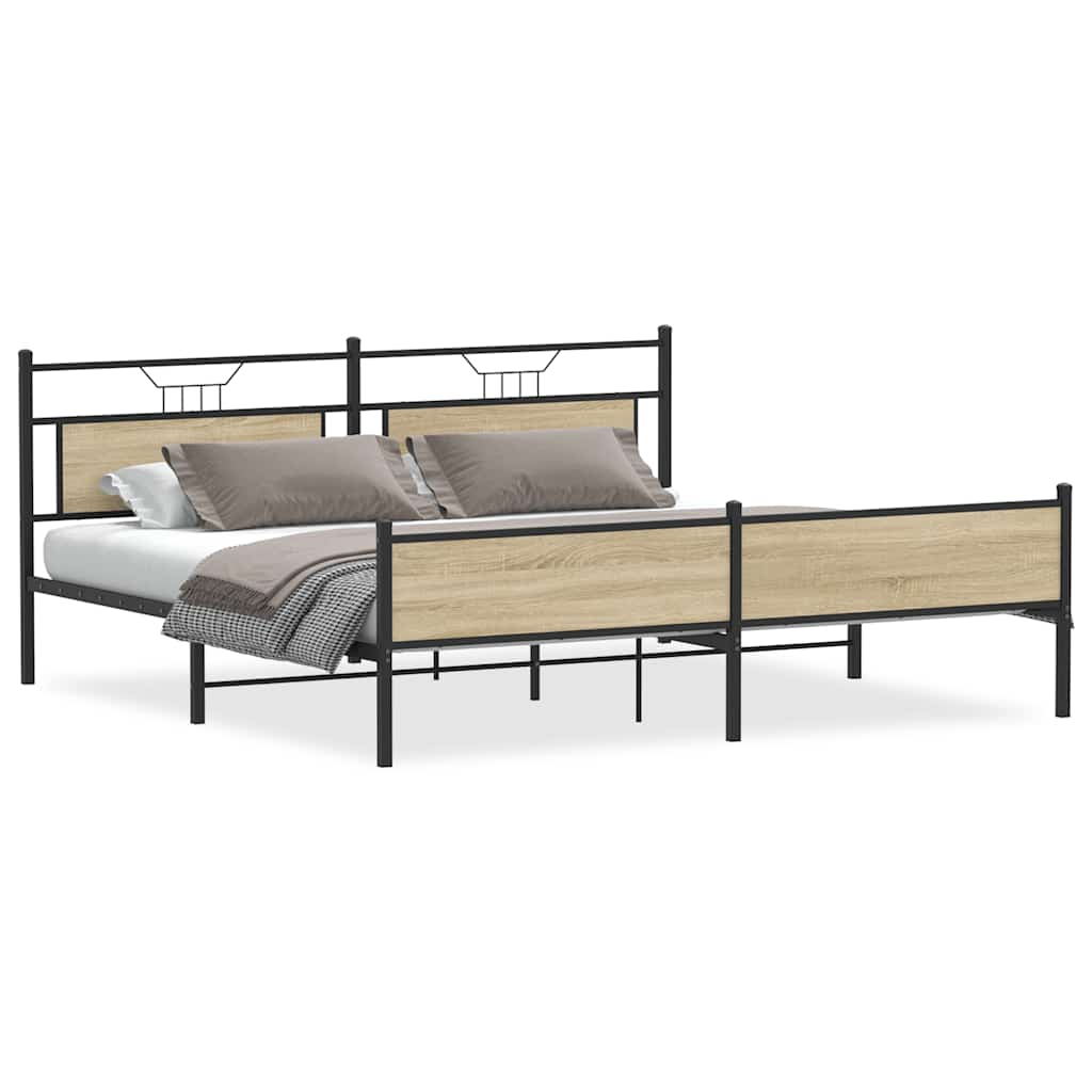 Giroletto senza Materaso in Metallo Rovere Sonoma 193x203 cm