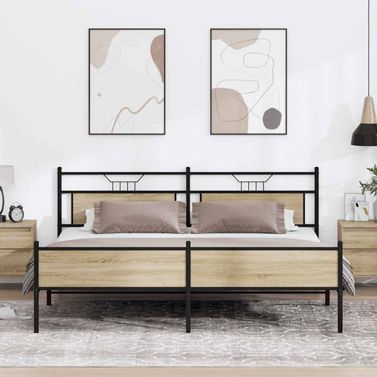 Giroletto senza Materaso in Metallo Rovere Sonoma 193x201 cm