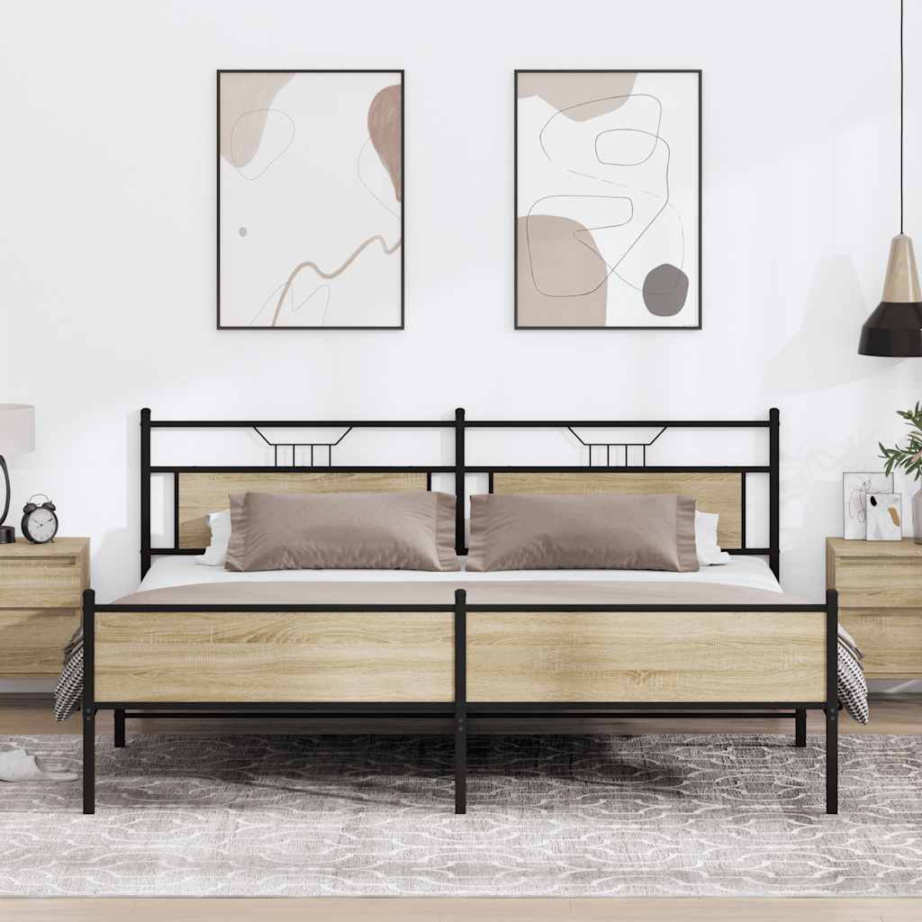 Giroletto senza Materaso in Metallo Rovere Sonoma 193x203 cm