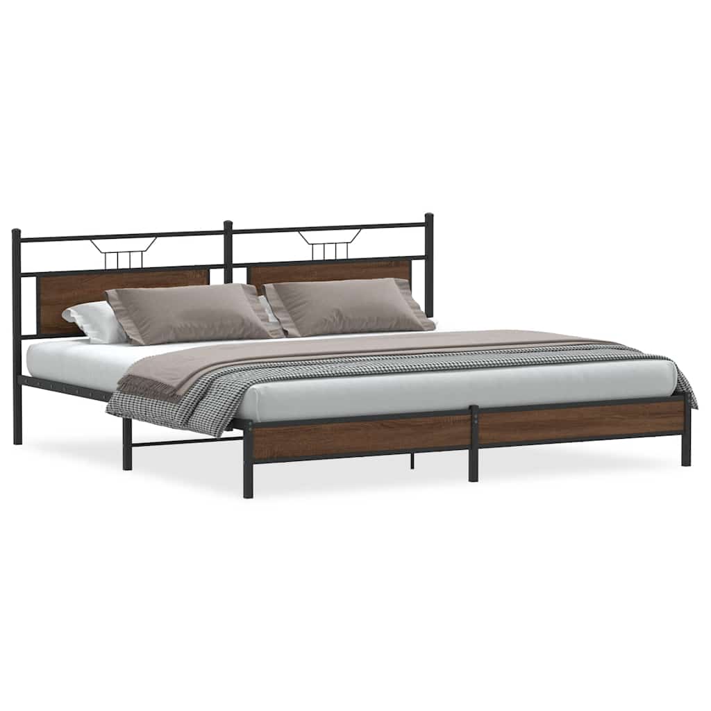Giroletto senza Materaso in Metallo Rovere Marrone 193x201 cm | homemem39