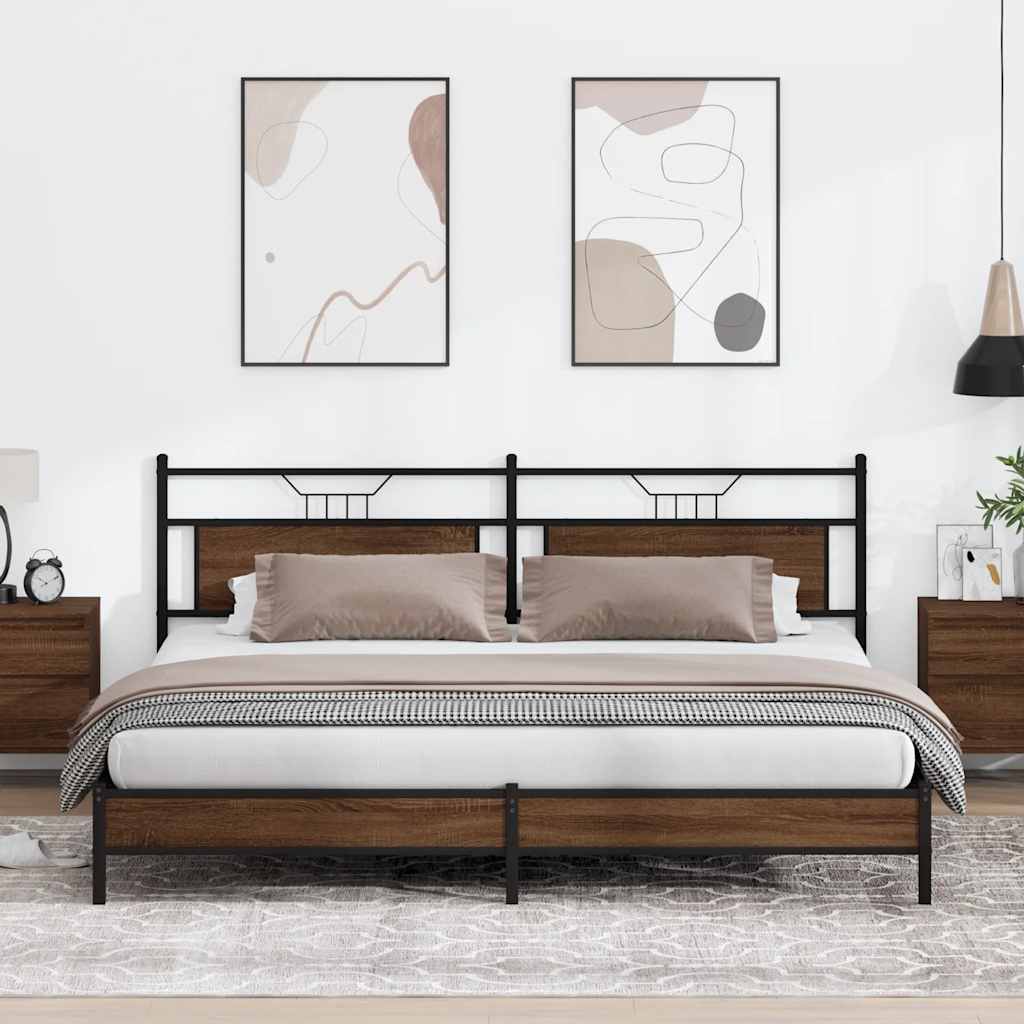 Giroletto senza Materaso in Metallo Rovere Marrone 193x203 cm
