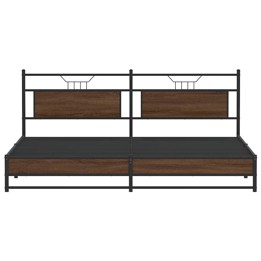 Giroletto senza Materaso in Metallo Rovere Marrone 200x200 cm | homemem39