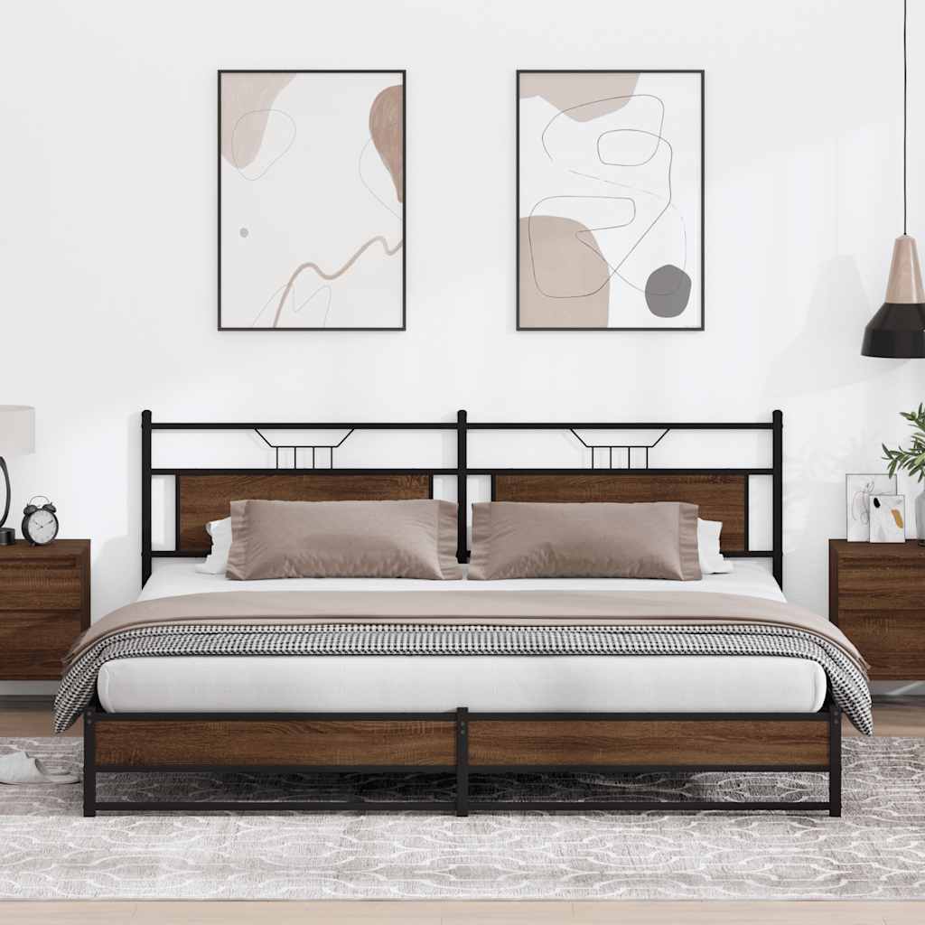 Giroletto senza Materaso in Metallo Rovere Marrone 200x200 cm