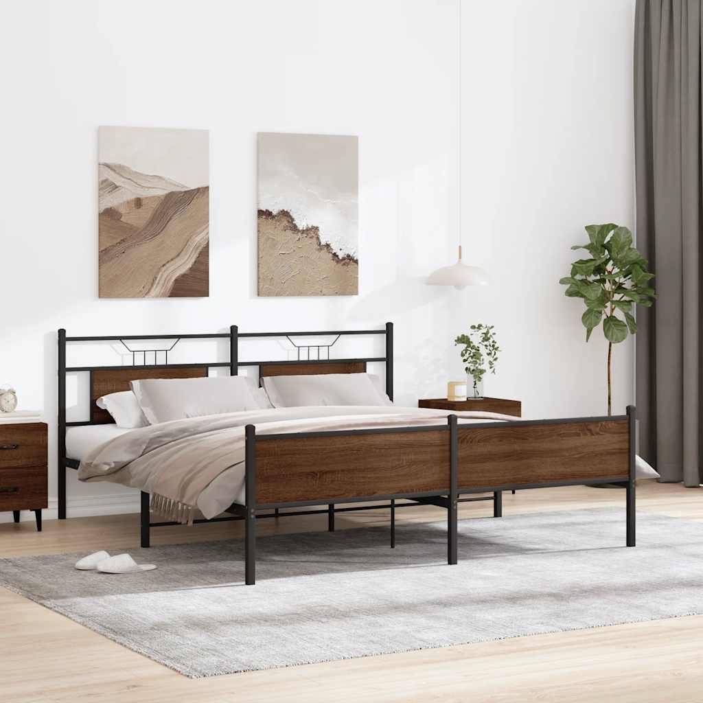 Giroletto senza Materaso in Metallo Rovere Marrone 160x200 cm | homemem39