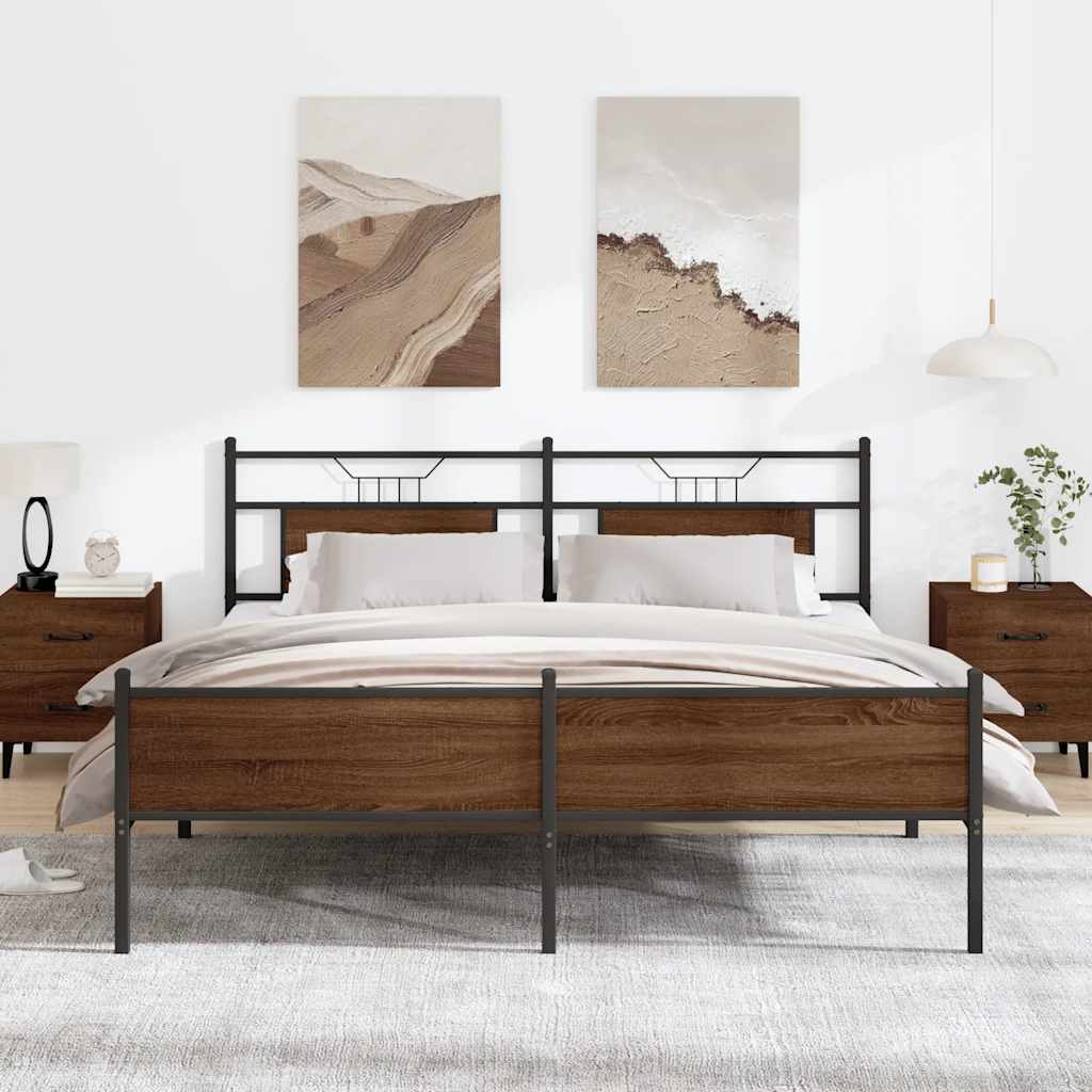 Giroletto senza Materaso in Metallo Rovere Marrone 180x200 cm