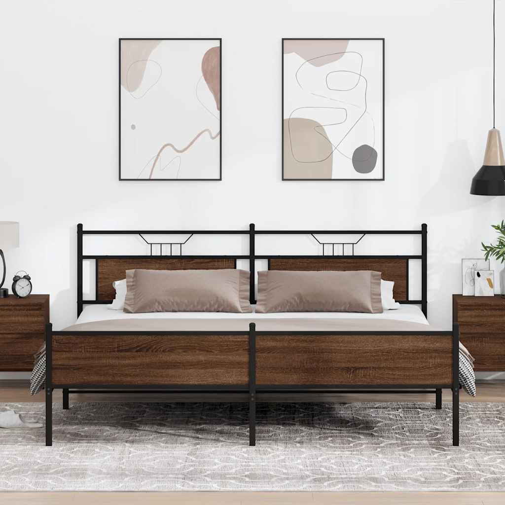 Giroletto senza Materaso in Metallo Rovere Marrone 193x201 cm | homemem39
