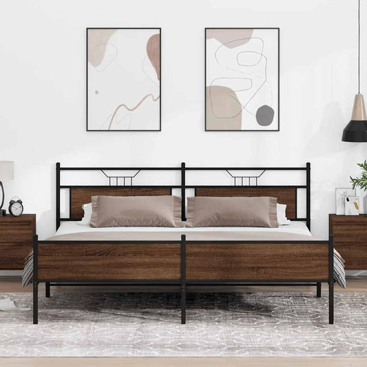 Giroletto senza Materaso in Metallo Rovere Marrone 193x201 cm | homemem39