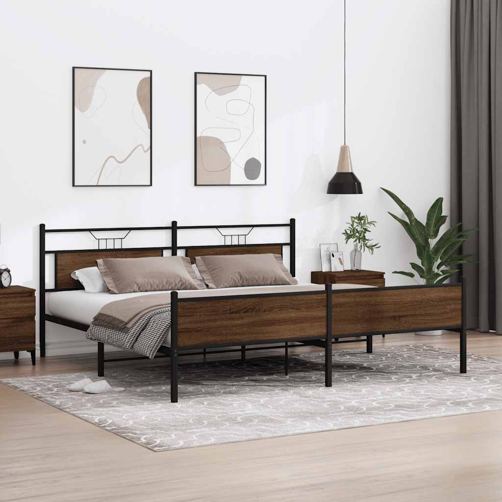 Giroletto senza Materaso in Metallo Rovere Marrone 200x200 cm