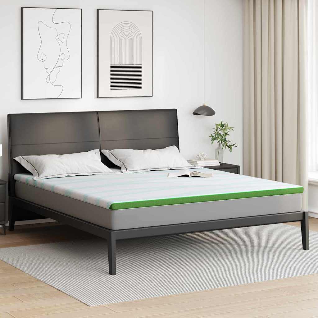 Topper per materasso Bianco e Verde 180 x 200 x 6 cm
