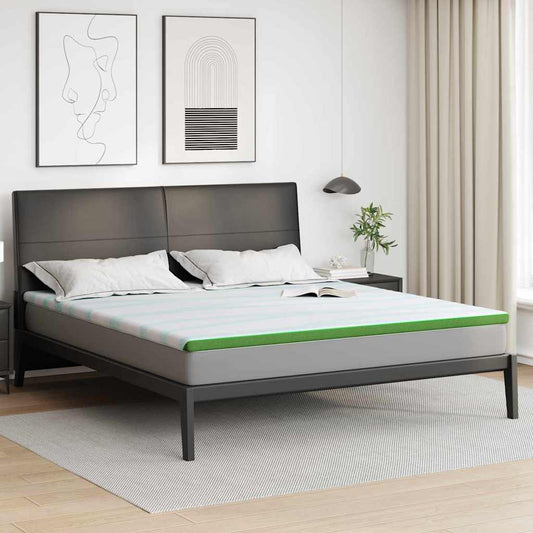 Topper per materasso Bianco e Verde 200 x 200 cm