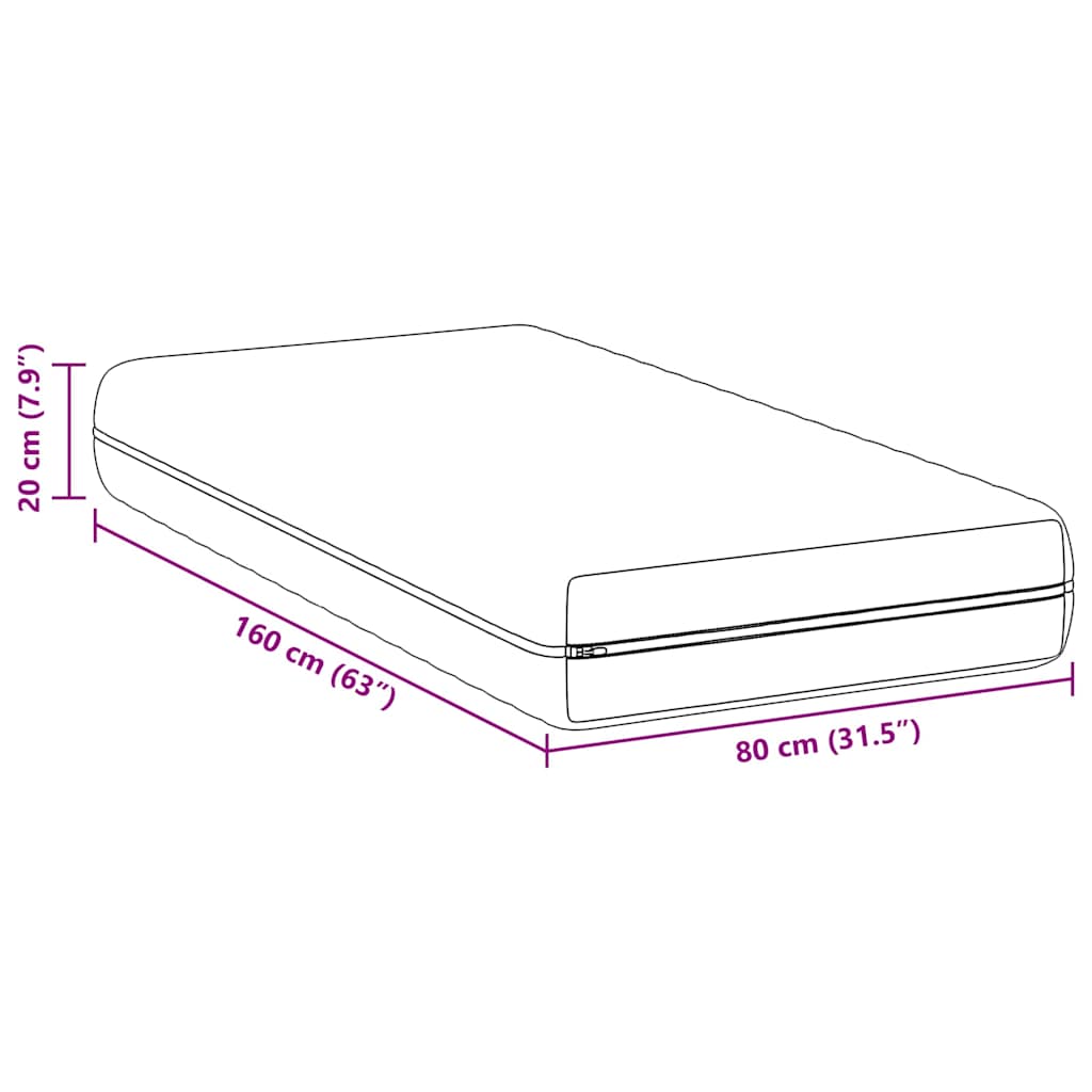 Materasso Bianco 80 x 160 cm Molle Insacchettate | homemem39
