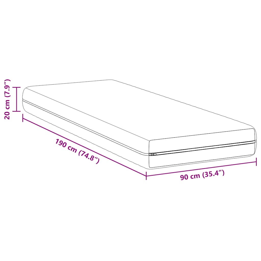 Materasso Bianco 90 x 190 cm Molle Insacchettate | homemem39
