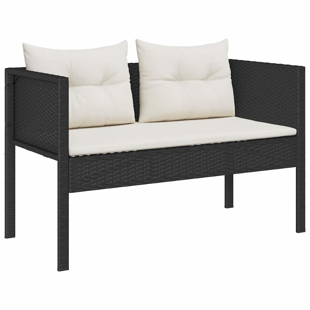 Set Divano da Giardino 6 pcs Nero e Crema polyrattan