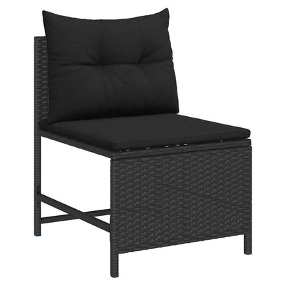 Set Divano da Giardino con cuscino 6 pcs Nero polyrattan
