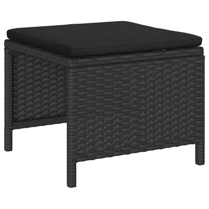 Set Divano da Giardino con cuscino 6 pcs Nero polyrattan