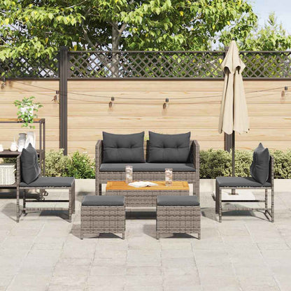Set Divano da Giardino 6 pcs Grigio e Grigio Scuro polyrattan