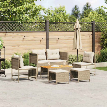 Set Divano da Giardino 6 pcs Beige e Crema polyrattan