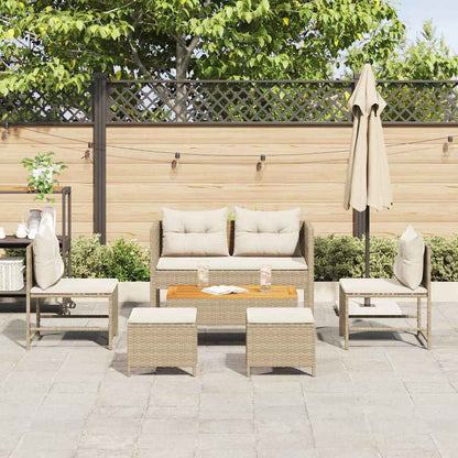 Set Divano da Giardino 6 pcs Beige e Crema polyrattan