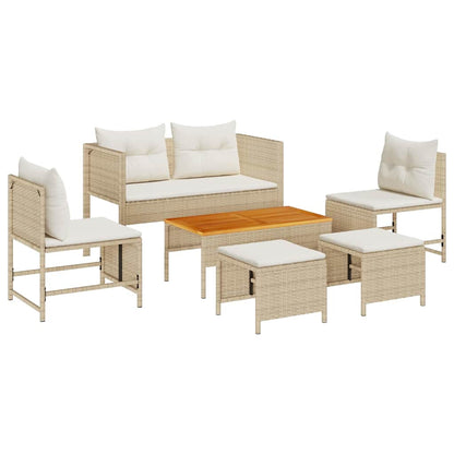 Set Divano da Giardino 6 pcs Beige e Crema polyrattan