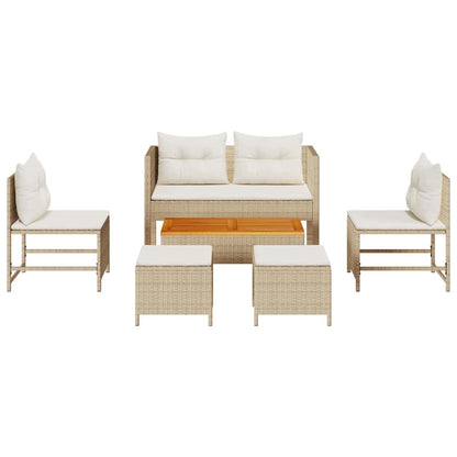 Set Divano da Giardino 6 pcs Beige e Crema polyrattan