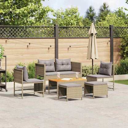 Set Divano da Giardino 6 pcs Beige e Grigio Chiaro polyrattan