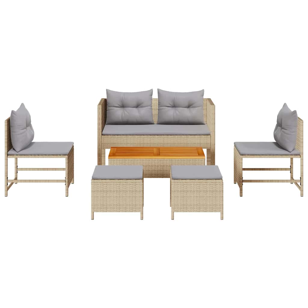 Set Divano da Giardino 6 pcs Beige e Grigio Chiaro polyrattan