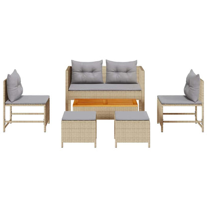 Set Divano da Giardino 6 pcs Beige e Grigio Chiaro polyrattan