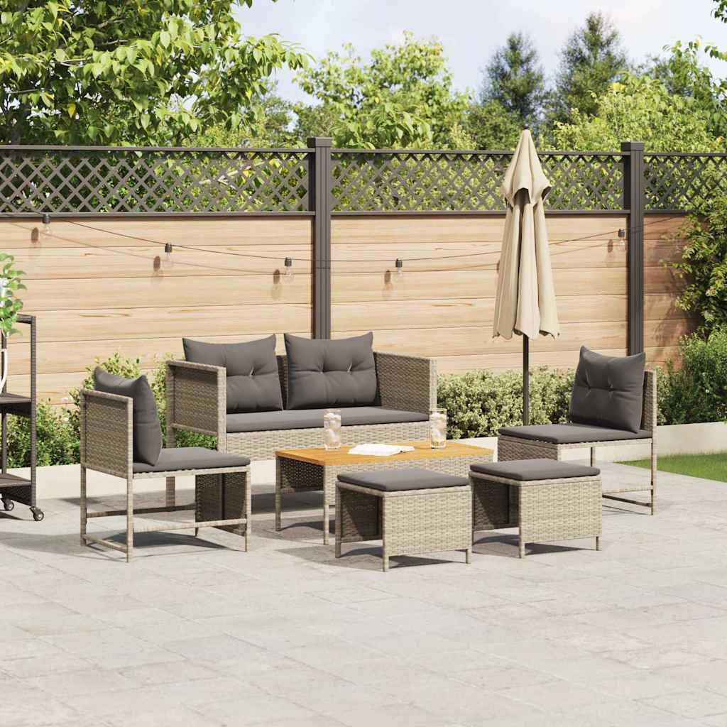 Set Divano da Giardino 6 pcs Grigio chiaro e grigio scuro