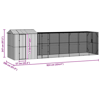 Gabbia per uccelli Antracite 824 x 208 x 247 cm Acciaio zincato | homemem39