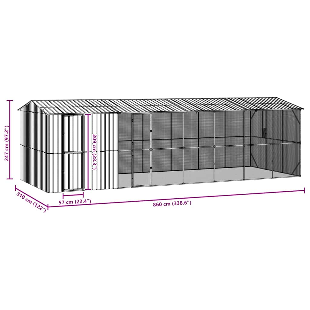 Gabbia per uccelli Antracite 860 x 310 x 247 cm Acciaio zincato | homemem39