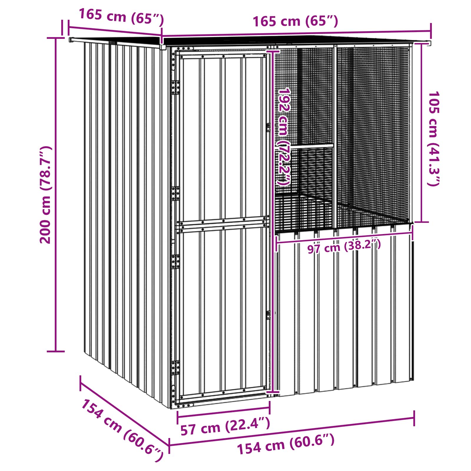 Gabbia per uccelli Antracite 165 x 165 x 200 cm Acciaio zincato | homemem39