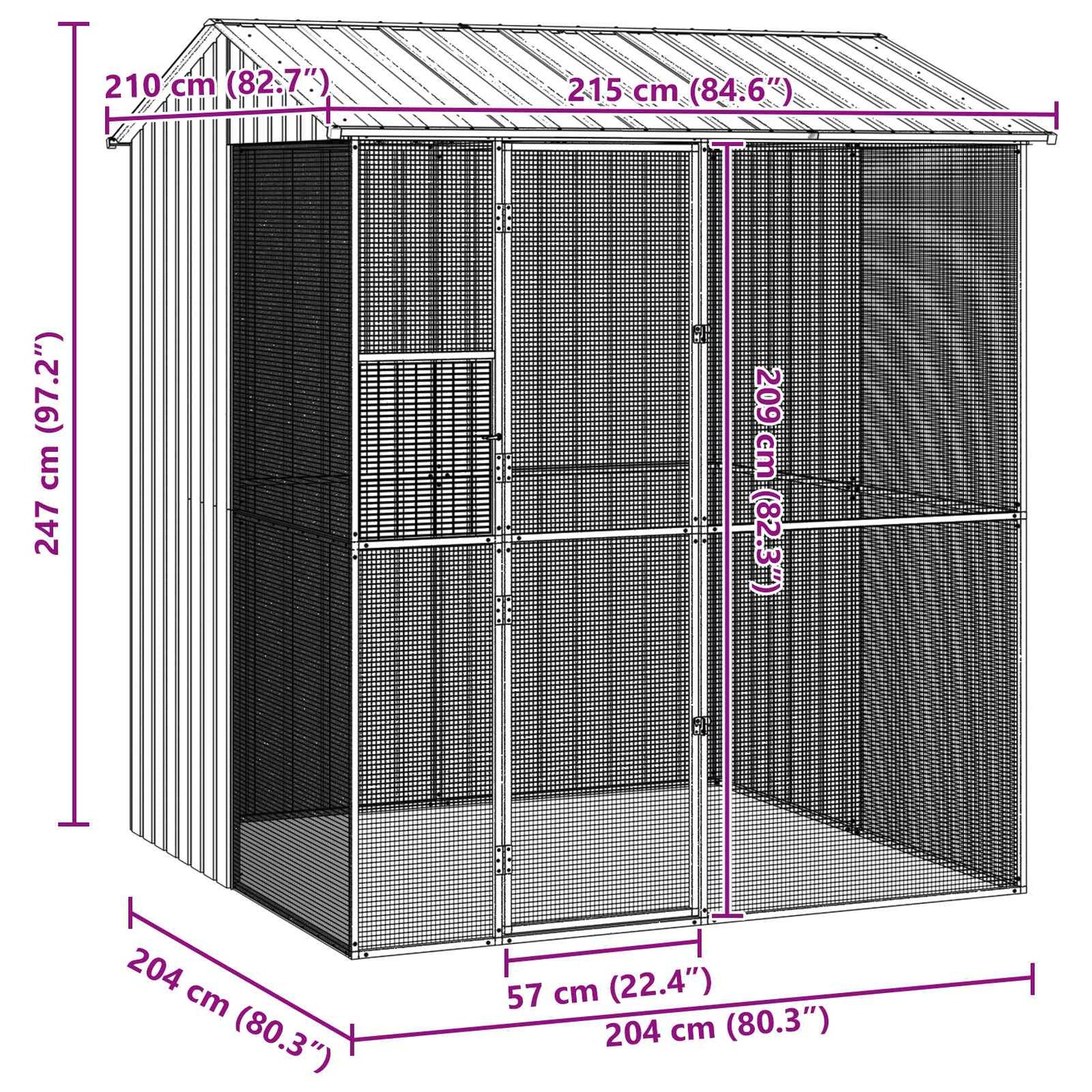 Gabbia per uccelli Antracite 215 x 210 x 247 cm Acciaio zincato | homemem39