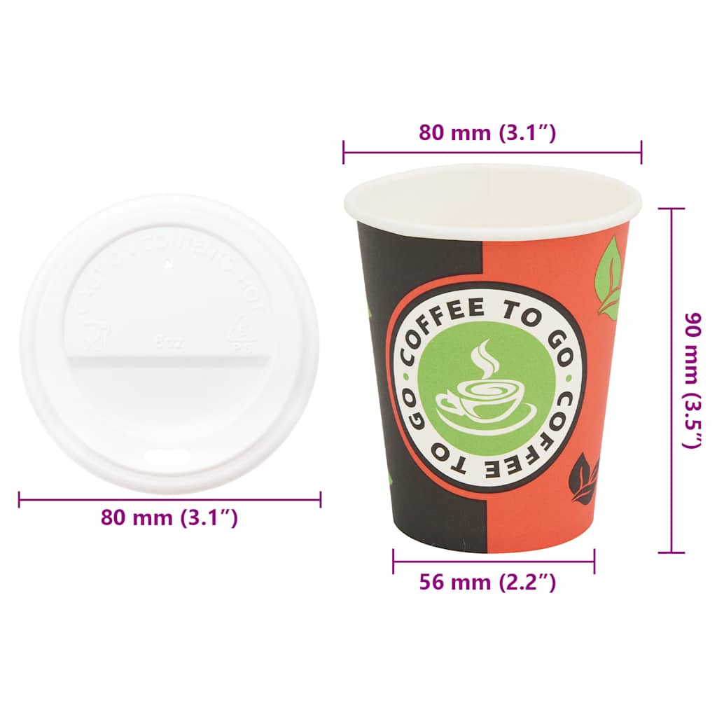 Tazze da Caffè in Carta con Coperchi 1000 pz 8oz 240 ml | homemem39