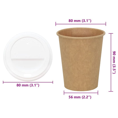Tazze da Caffè in Carta con Coperchi 1000 pz 8oz 200 ml | homemem39