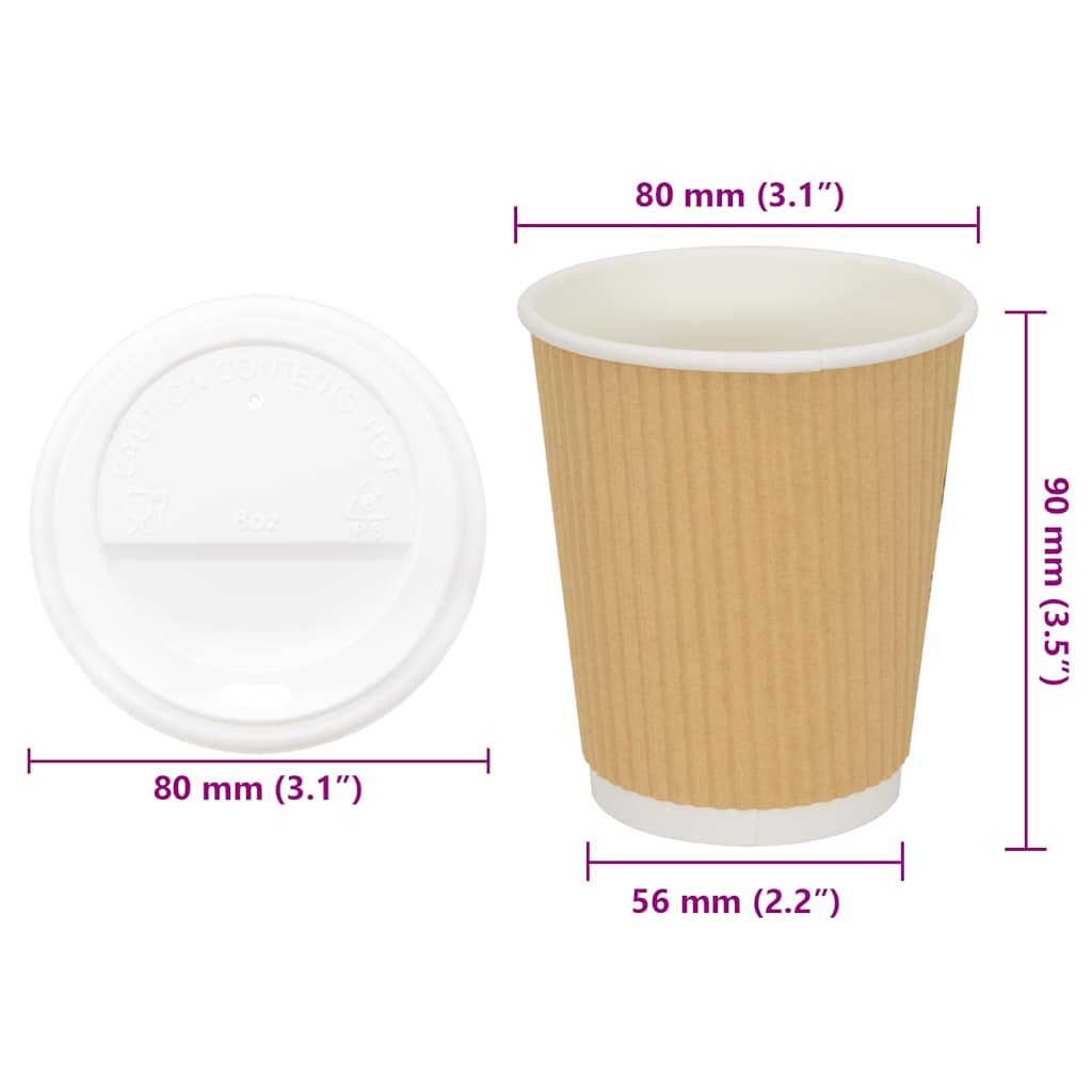 Tazze da Caffè in Carta con Coperchi 1000 pz 8oz 200 ml | homemem39
