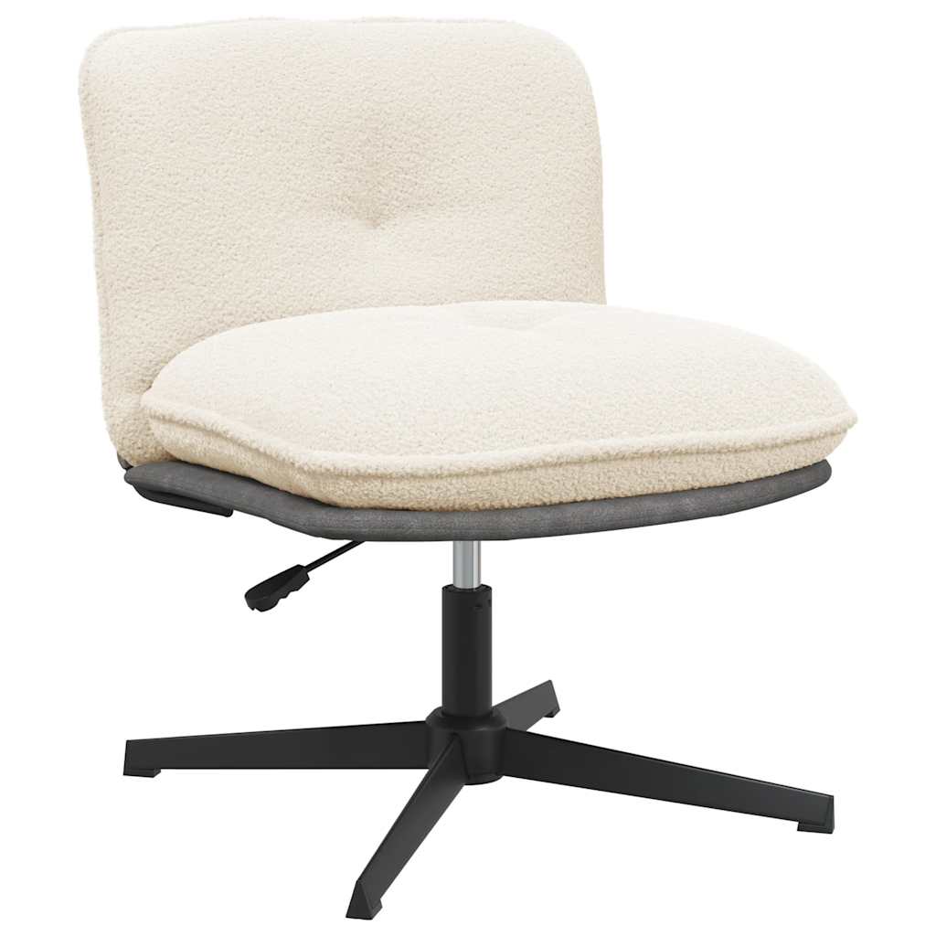 Sedia da Ufficio Girevole in Tessuto Riccio Crema Effetto Lana