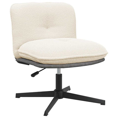 Sedia da Ufficio Girevole in Tessuto Riccio Crema Effetto Lana