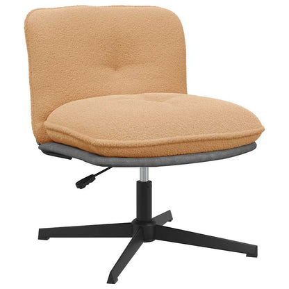 Sedia da Ufficio Girevole in Tessuto Riccio Beige Effetto Lana