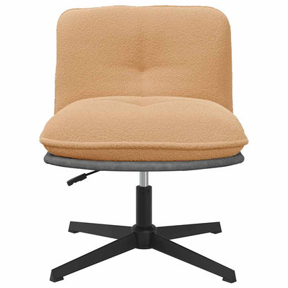 Sedia da Ufficio Girevole in Tessuto Riccio Beige Effetto Lana