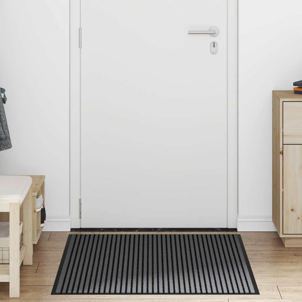 Zerbino a Strisce Nere e Grigie 90x120 cm