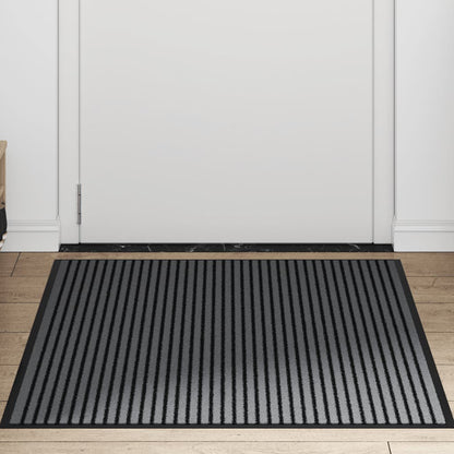 Zerbino a Strisce Nere e Grigie 90x120 cm