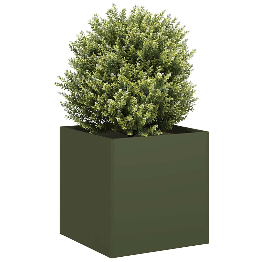 Fioriera Verde Oliva 40x40x40 cm in Acciaio Laminato a Freddo