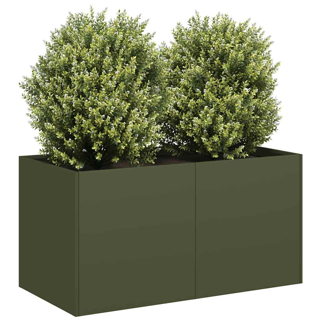 Fioriera Verde Oliva 80x40x40 cm in Acciaio Laminato a Freddo