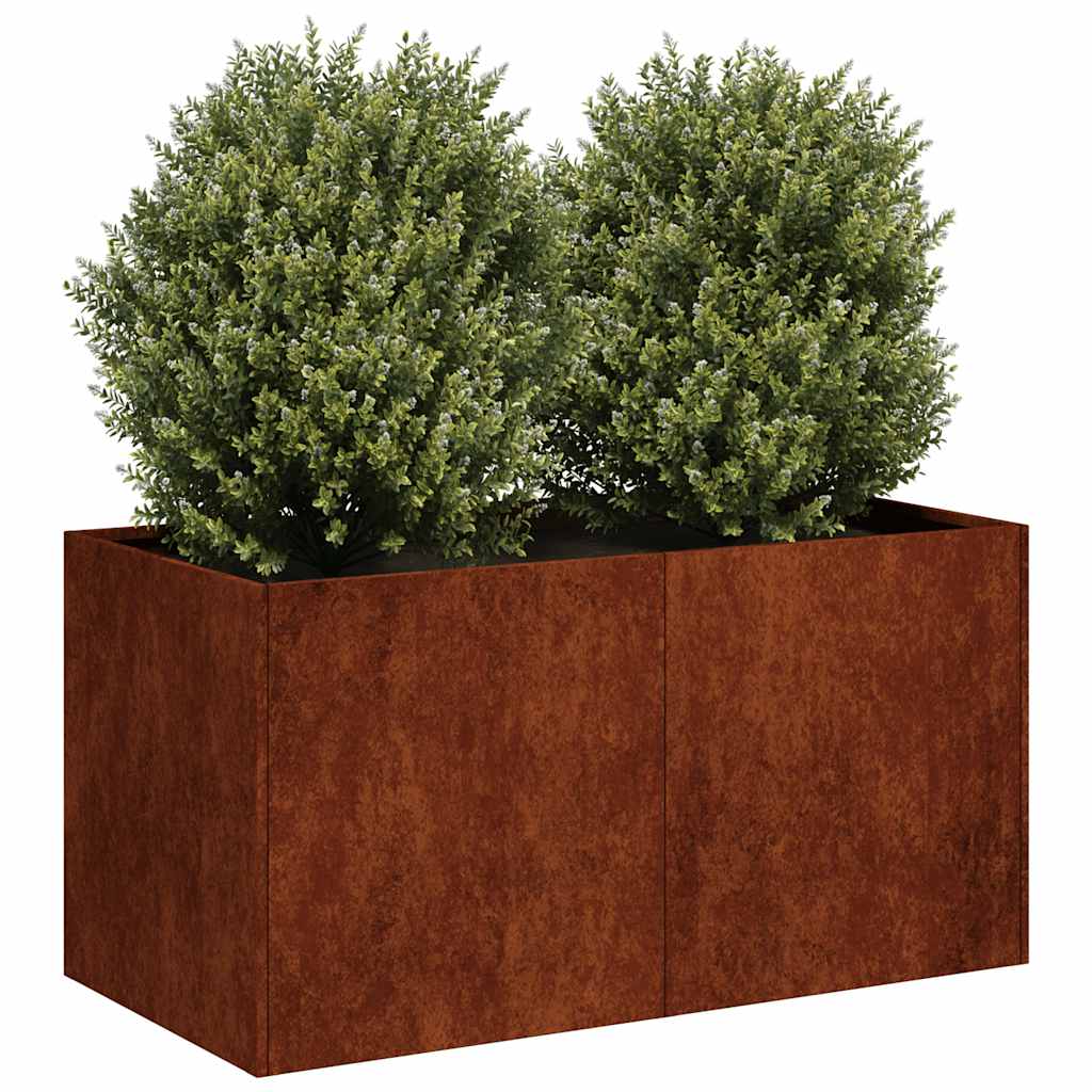 Fioriera Arrugginita 80x40x40 cm in Acciaio Corten