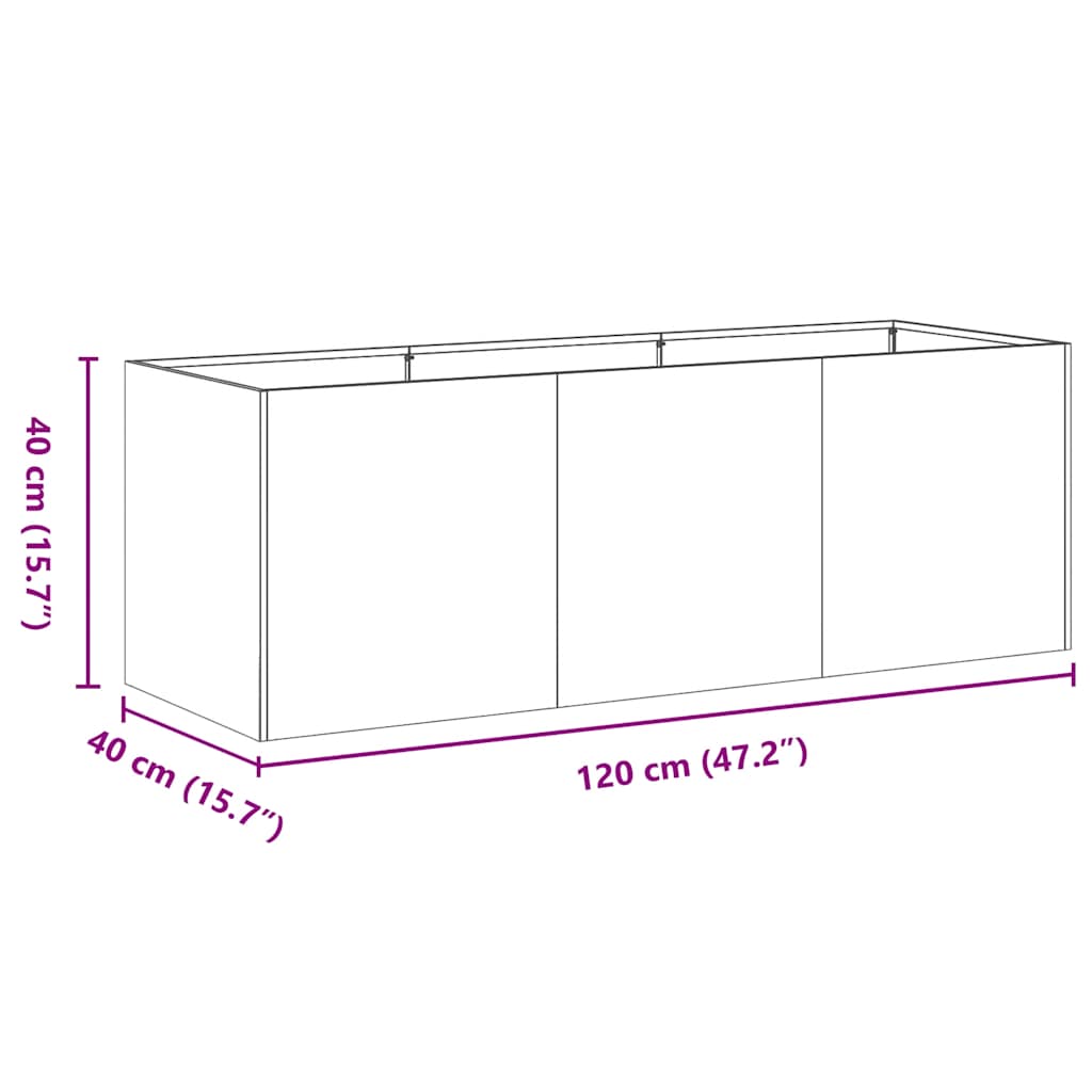 Fioriera Nera 120x40x40 cm Acciaio Laminato a Freddo