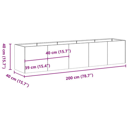 Fioriera Nera 200x40x40 cm Acciaio Laminato a Freddo