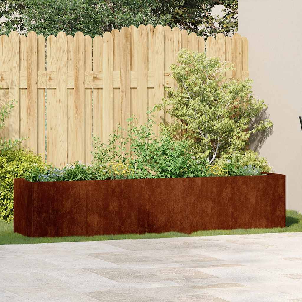 Fioriera Arrugginita 200x40x40 cm in Acciaio Corten | homemem39